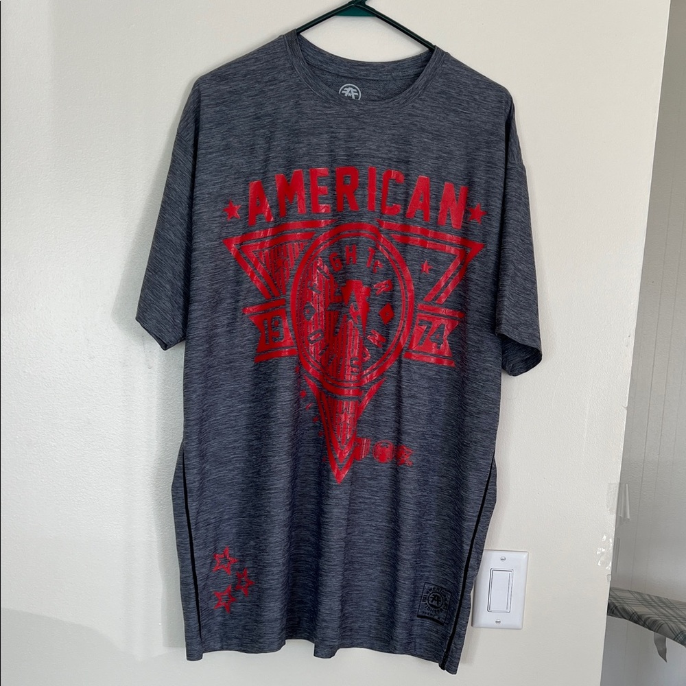 American Fighter Charcoal and Crimson Tee